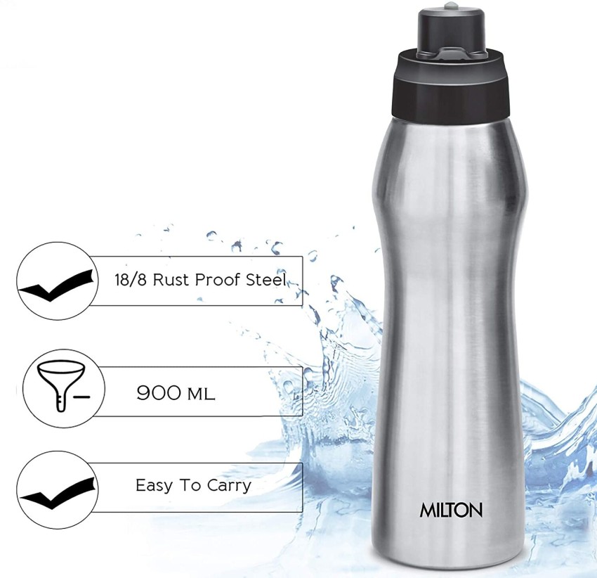 Milton Elate 1000 Stainless Steel Water Bottle, 880 ml, Silver | Leak Proof  | Office Bottle | Gym Bottle | Home | Kitchen | Hiking | Treking Bottle 