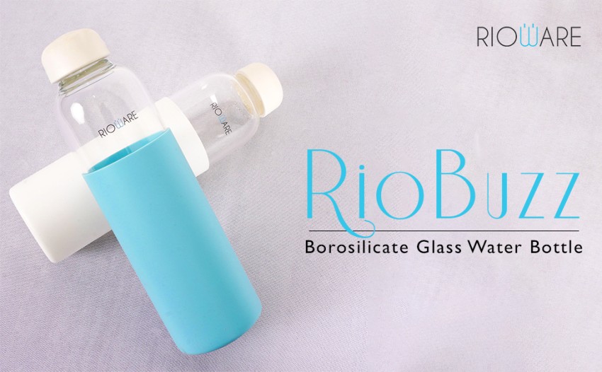 Rioware® Hydraboost Borosilicate Glass Water Bottle with Silicon