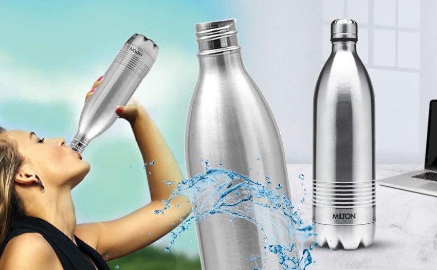 Milton Duo DLX 350 Thermosteel 24 Hours Hot and Cold Water Bottle, 1 Piece,  350 ml, Silver | Leak Proof | Office Bottle | Gym | Home | Kitchen 