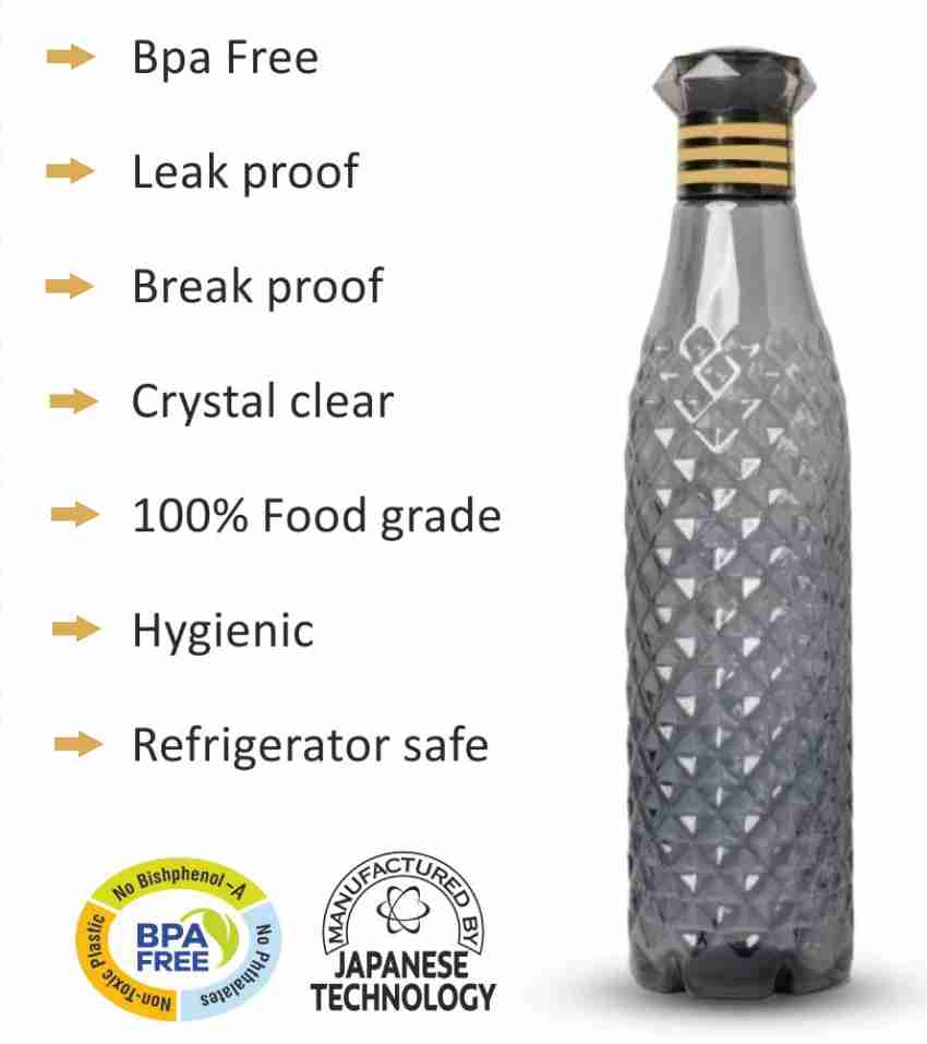 Crystal Clear Water Bottle for Fridge ,Unbreakable ,1000 ml Bottle (Pack of  3)