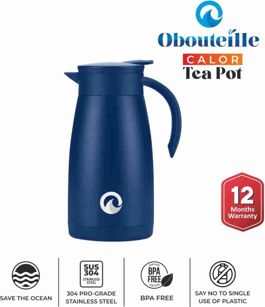 obouteille Stainless Steel Vacuum Insulated Tea Pot Blue 1000 ml Flask -  Buy obouteille Stainless Steel Vacuum Insulated Tea Pot Blue 1000 ml Flask  Online at Best Prices in India - Sports