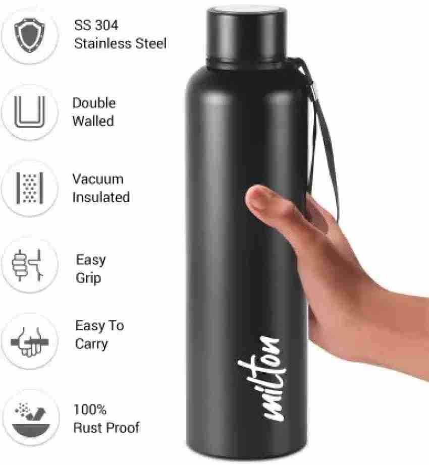 Milton Thermosteel Flip Lid 1000, Double Walled Vacuum Insulated Thermos  1000 ml | 34 oz | 1 Ltr | 24 Hours Hot and Cold Water Bottle with Cover