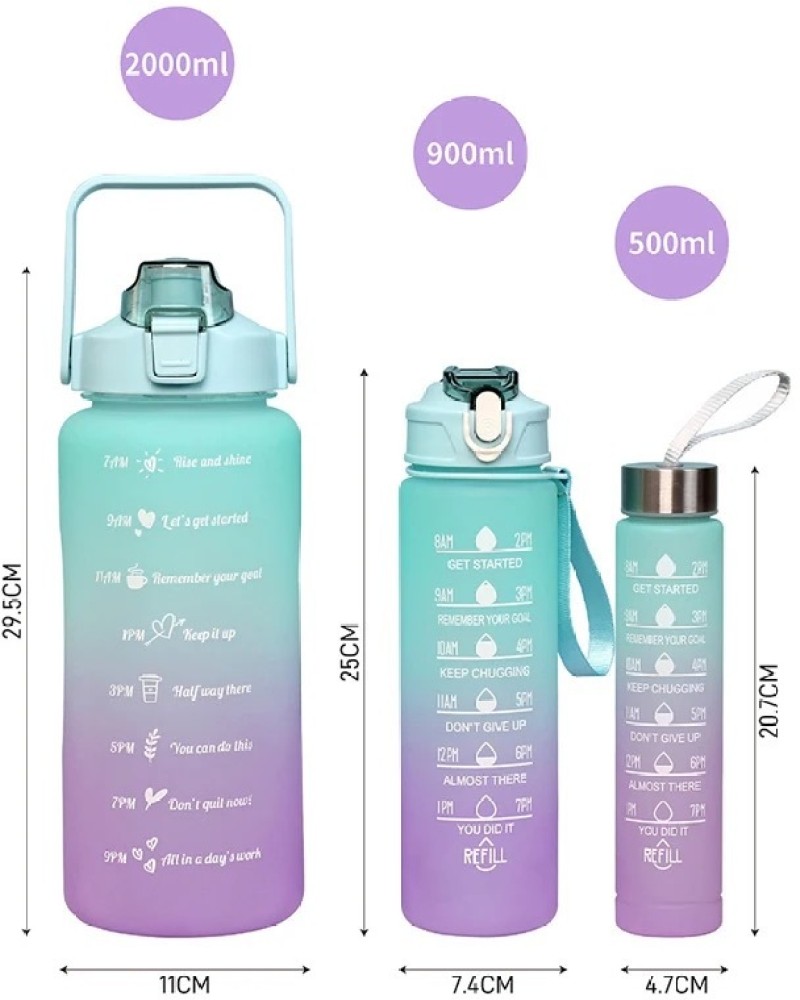 Aky store AKY 3 IN 1 Motivation water bottles for gym school outdoor 2000  900 500 ml 2000 ml Bottle - Buy Aky store AKY 3 IN 1 Motivation water  bottles for