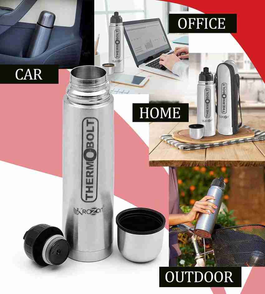 Milton Plain Lid 500 Thermosteel 24 Hours Hot and Cold Water Bottle, 1  Piece, 500 ml, Silver | Leak Proof | Office Bottle | Gym Bottle | Home 