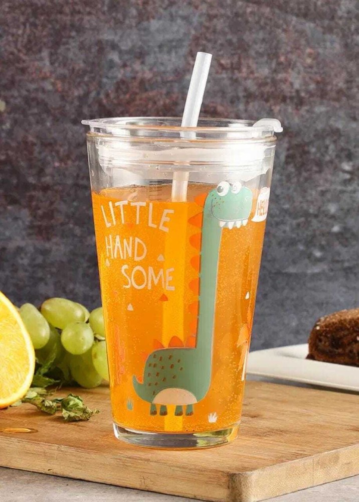 Transparent Straw Double Layer Cup Plastic Reusable Clear Glass Travel  Juice Cup With Lid Straw 1pcs