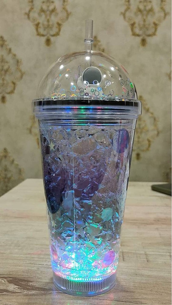 1pc Glitter Tumbler With Car Ear Lid And Straw Double Walled Water