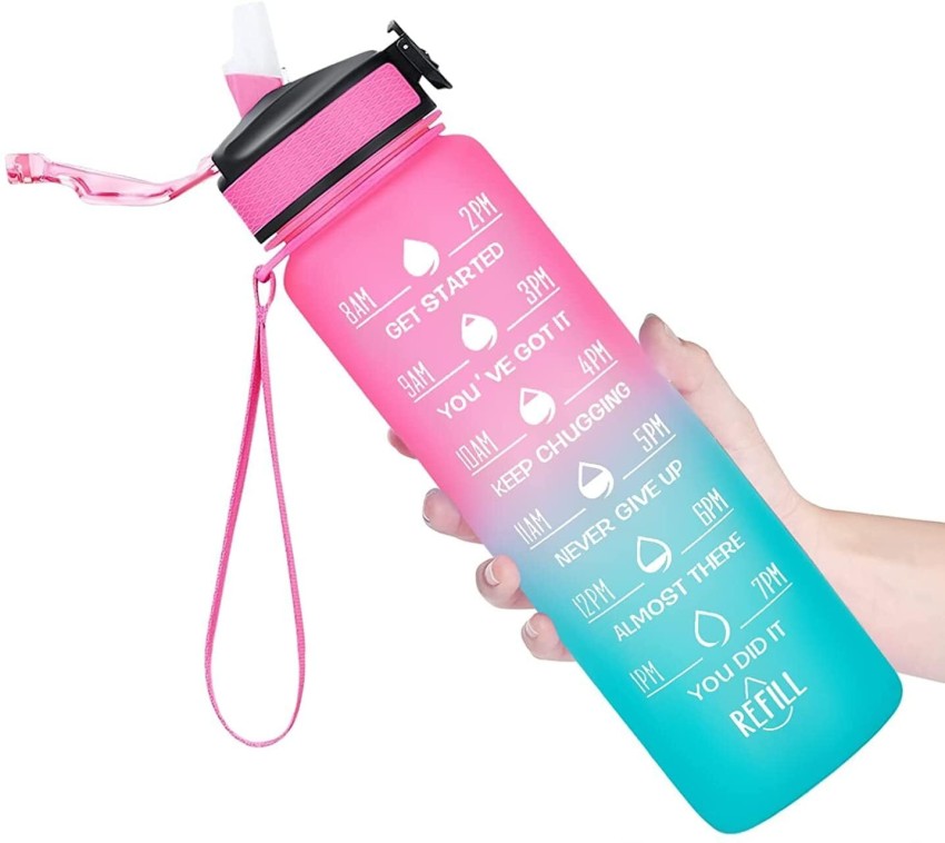 DNkitch Silicone Motivational Water Bottle Boys & Girls for GYM Office  School college 1000 ml Water