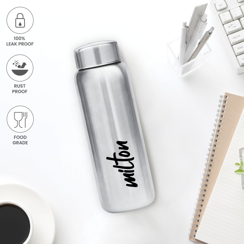 Milton Super 750 Stainless Steel Water Bottle, 650 mL, Silver | Leak Proof | Office Bottle | Gym Bottle | Home | Kitchen | Hiking | Treking Bottle 