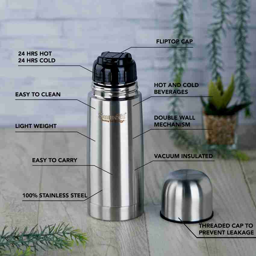 Sumeet Stainless Steel Double Walled Flask/Water Bottle, with Flip Lid,24  Hrs Hot &Cold 400 ml Flask - Buy Sumeet Stainless Steel Double Walled  Flask/Water Bottle, with Flip Lid,24 Hrs Hot &Cold 400