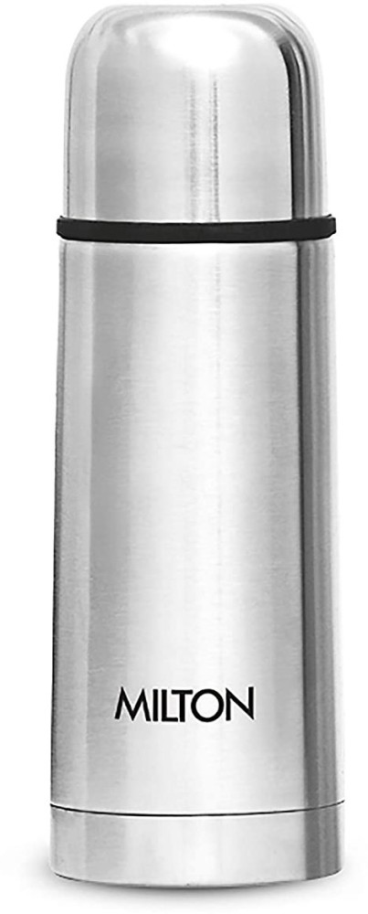 Milton Thermosteel Flip Lid Flask 350, Double Walled Vacuum Insulated 350 ml | 12 oz | 24 Hours Hot and Cold Water Bottle with Cover, 18/8 Stainless