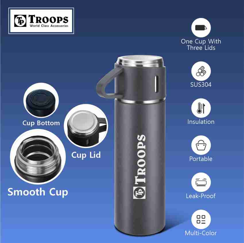 TP TROOPS Thermos Stainless Steel Vacuum Flask with 3 Steel Cup