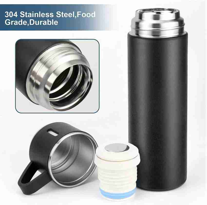 FLANKER Grey Vacuum Flask Gift Set Bottle with 3 Cups 500 ml Flask