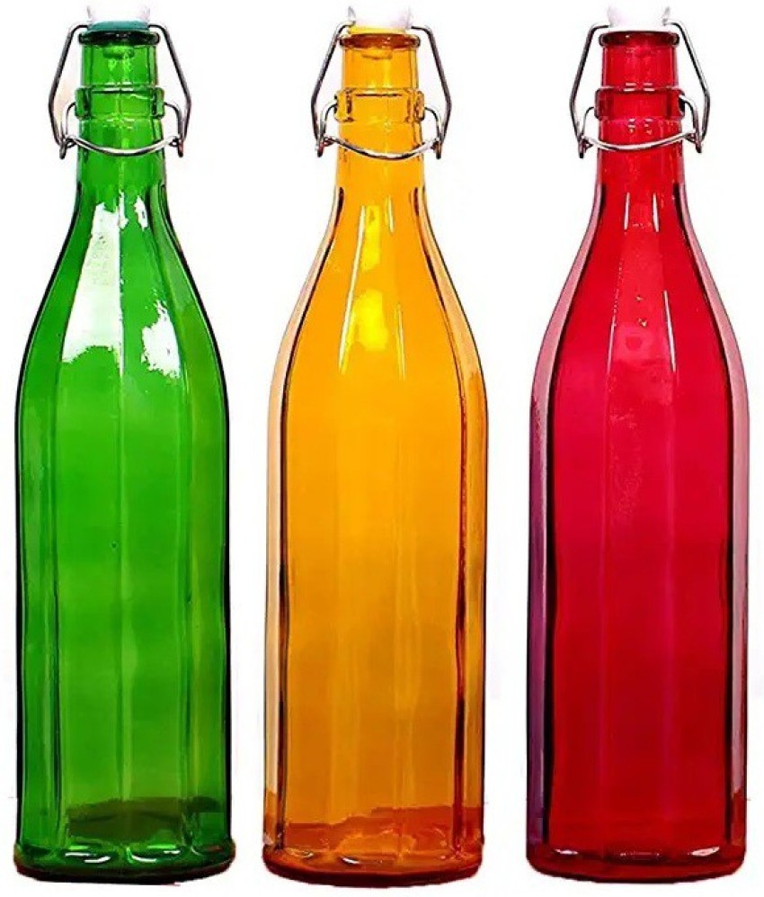 MACHAK Crick Glass Water Bottle For Fridge (1 L, Multicolour