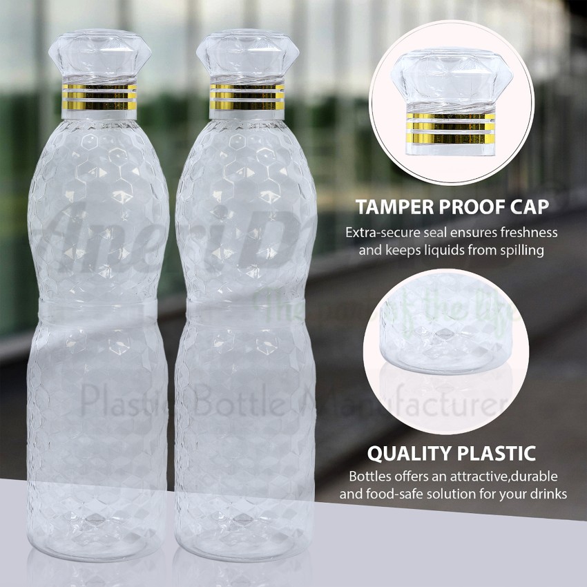  GALOOF 1000 ml Plastic Water Fridge Bottle / Crystal Clear  Dotted 3D Design With Stylish Cap Ideal For Refrigerator School Collage And  Office (4) : Home & Kitchen