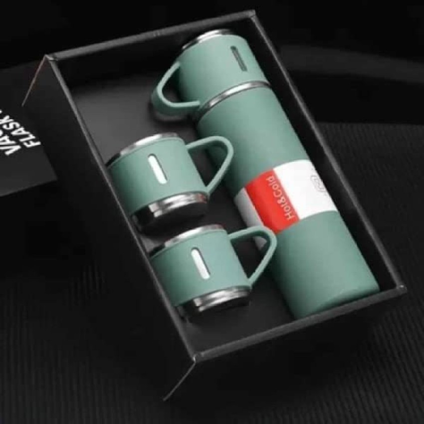 Vacuum Flask Set with 3 Stainless Steel Cups Combo - 500ml - Keeps