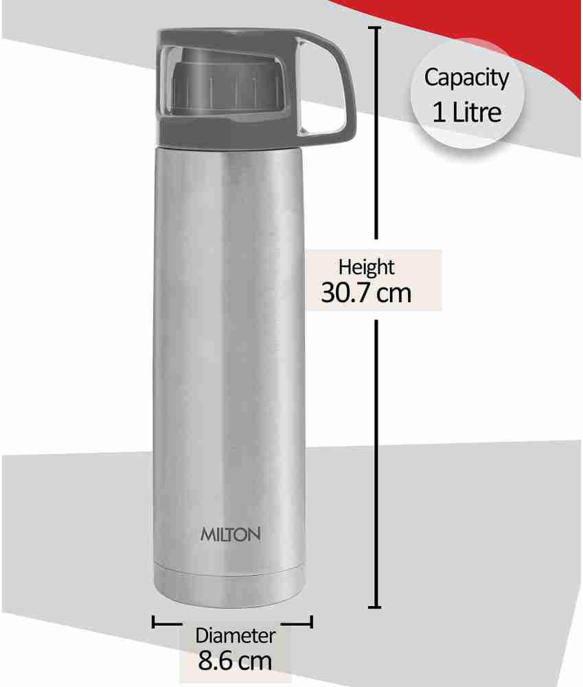 Milton Glassy 750 Thermosteel Water Bottle with Drinking Cup Lid, 750 ml