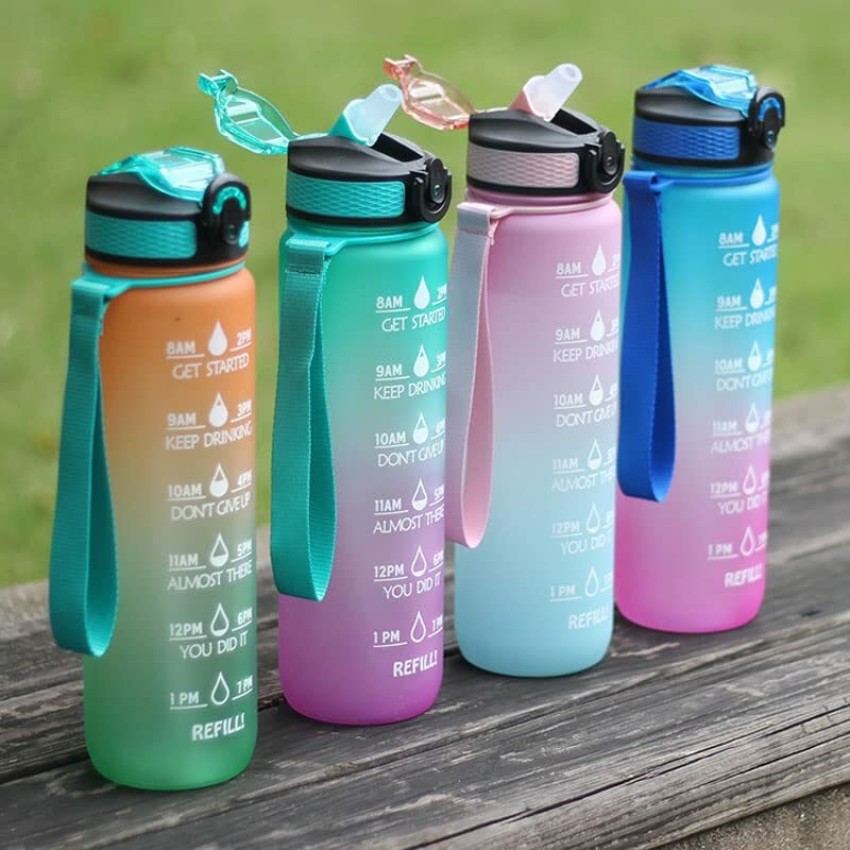 Unbreakable 3 in 1 Water Bottle with Motivational Time Marker, Leakproof  Durable BPA Free Non-Toxic