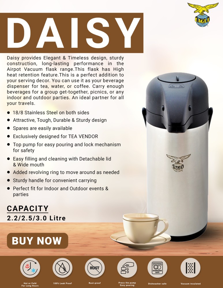 2.5L airpot coffee dispenser with pump 24hour thermal insulated hot  beverage dispenser for coffee, any liquid or drink