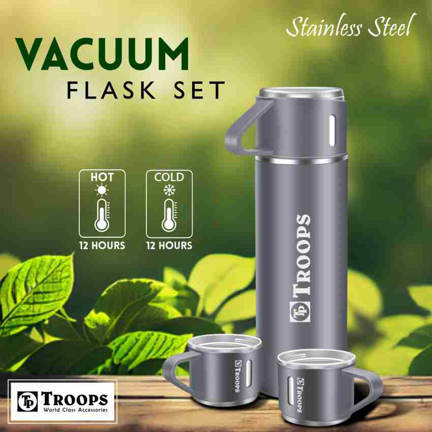 TP TROOPS Thermos Stainless Steel Vacuum Flask with 3 Steel Cup