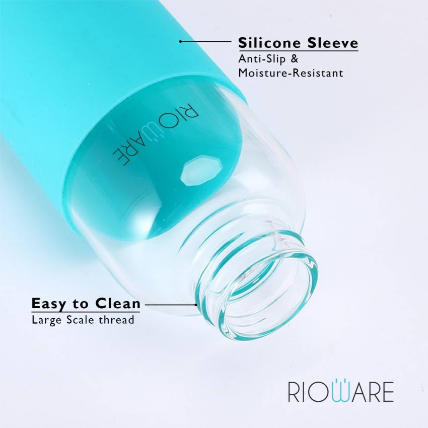 Rioware® Hydraboost Borosilicate Glass Water Bottle with Silicon