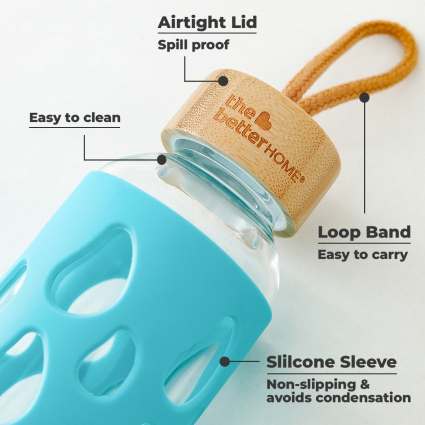 The Better Home Borosilicate Glass Water Bottle with Sleeve (500ml)