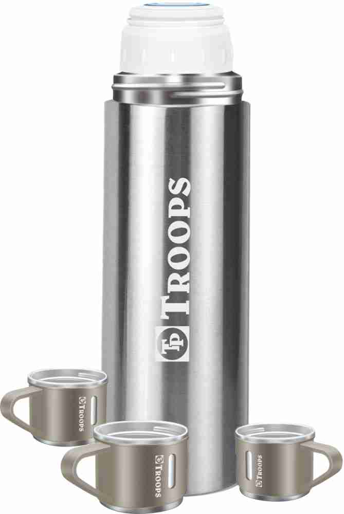 Coffee Thermos Stainless Steel Vacuum-Insulated Water Bottle, 500ml/16.9oz  Insulated Bottle with Cup for Hot & Cold Drink Travel Mug (Brown, One Cup)