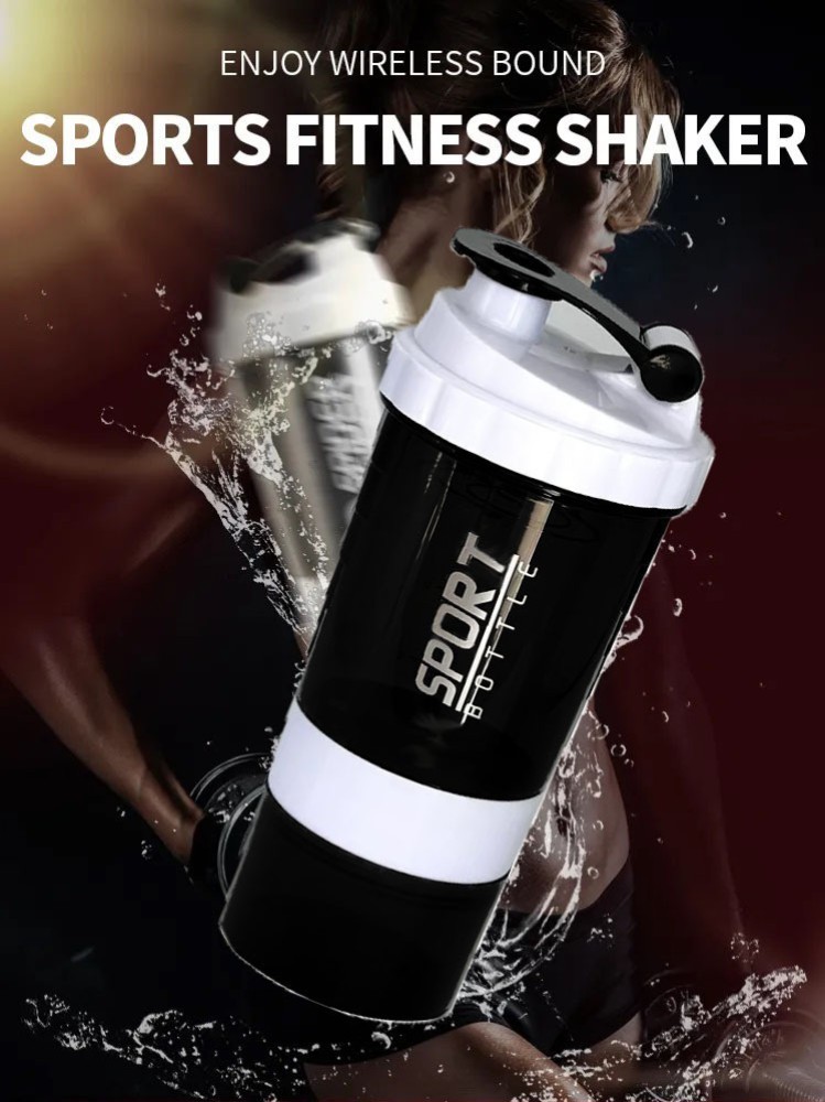 Protein Shaker Bottles with Powder Storage, 500ML Gym Sports
