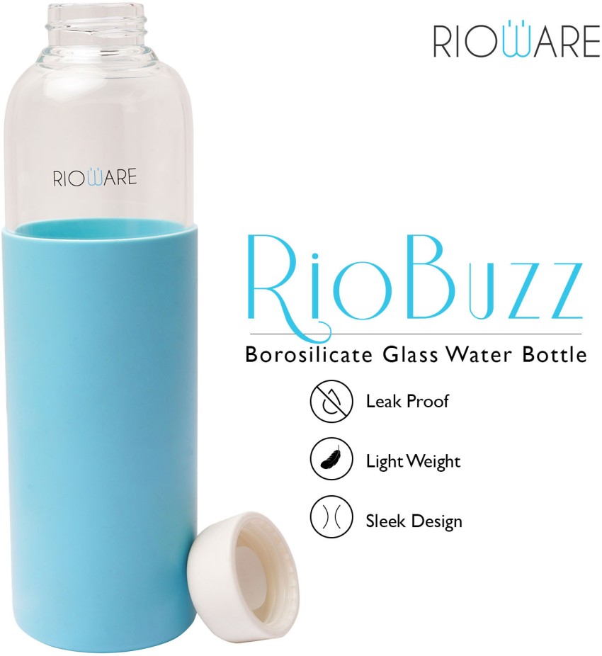 Rioware® Hydraboost Borosilicate Glass Water Bottle with Silicon