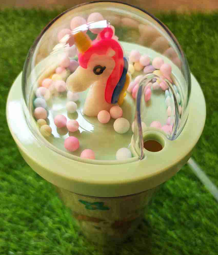 Unicorn Glitter Water Bottle with Straw