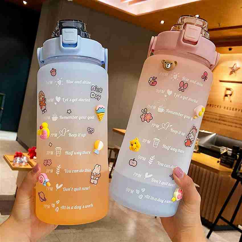 Buy 4tens Transparent Motivational Water Bottles with Time Marker GYM Big  Water Bottle with Straw & Handle Leakproof BPA Free Fitness Sports bottle  (2000 ml, Multicolor) Online at Best Prices in India 