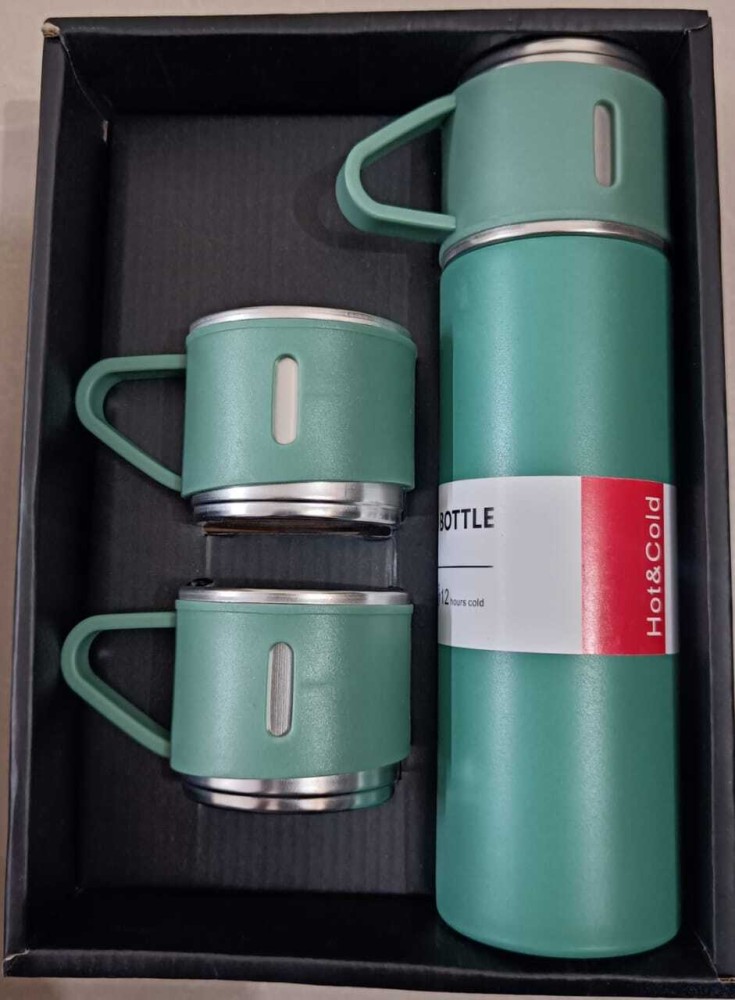 Vacuum Flask Set with 3 Stainless Steel Cups Combo - 500ml - Keeps