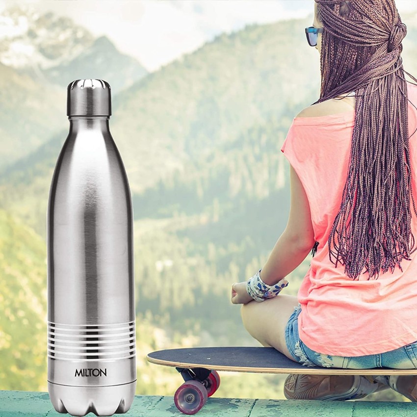 Milton Duo DLX 350 Thermosteel 24 Hours Hot and Cold Water Bottle, 1 Piece,  350 ml, Silver | Leak Proof | Office Bottle | Gym | Home | Kitchen 