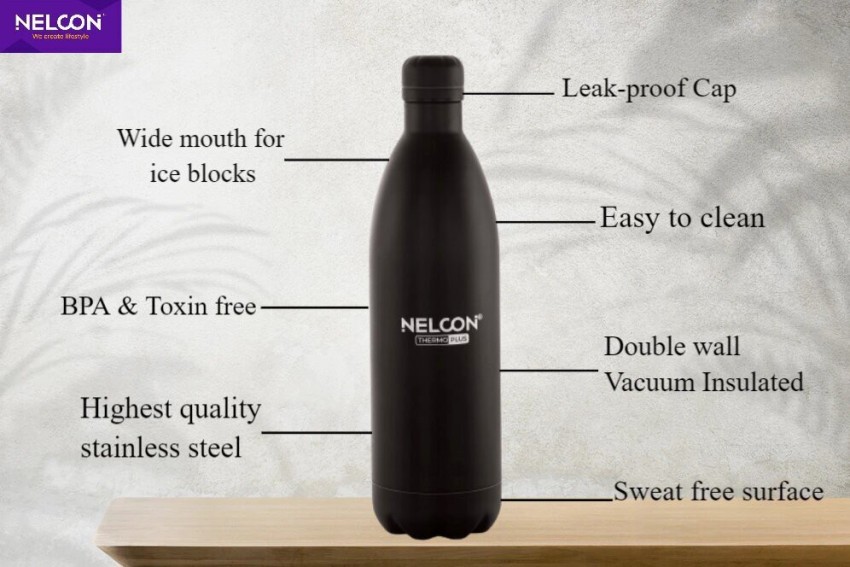 Milton Thermosteel Glassy Flask 1000, Double Walled Vacuum Insulated 1000  ml | 34 oz | 1 qt. | 24 Hours Hot and Cold Flask with Cover, 18/8 Stainless