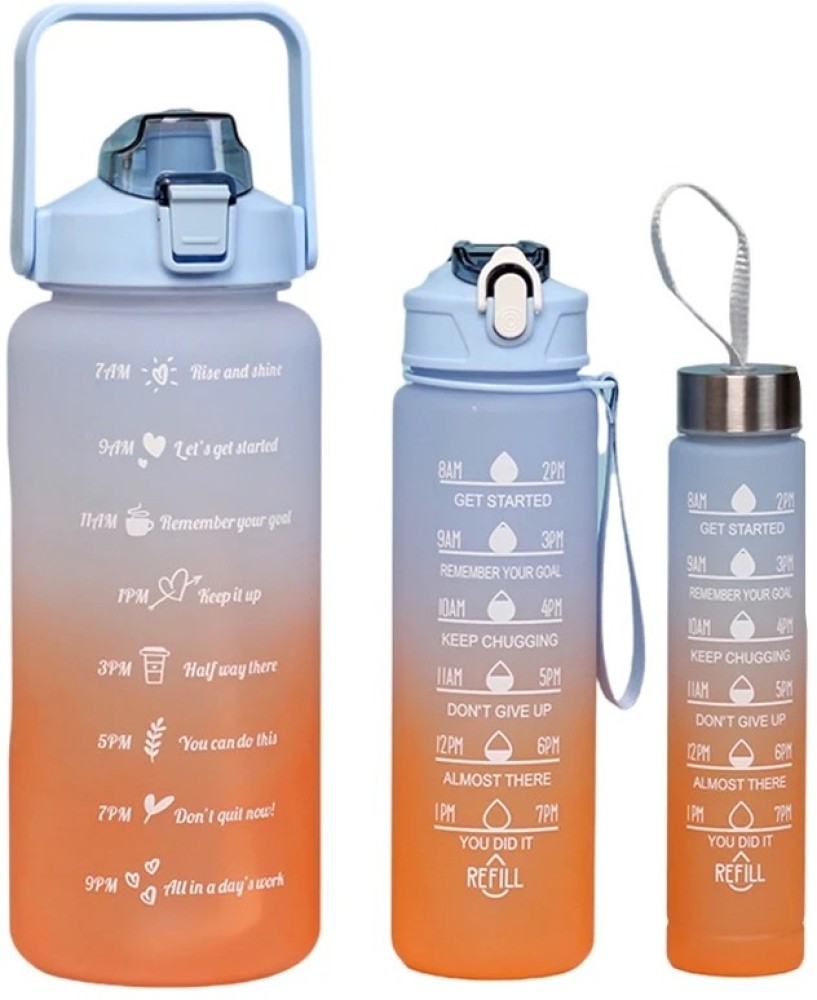 Plastic MOTIVATIONAL BOTTLE 3 IN 1 Water Bottle with Motivational Time  Marker, 2000 mL