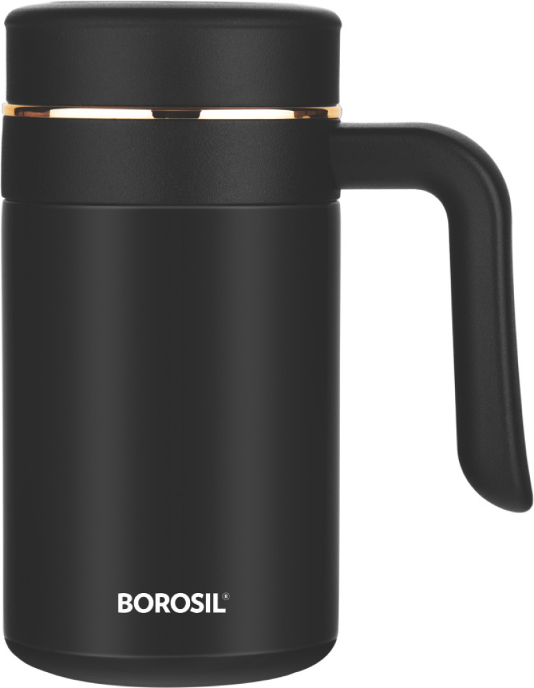 Borosil Travel Coffee Mug with Lid 8 Hours Hot and 14 Hours Cold 300 ml  White