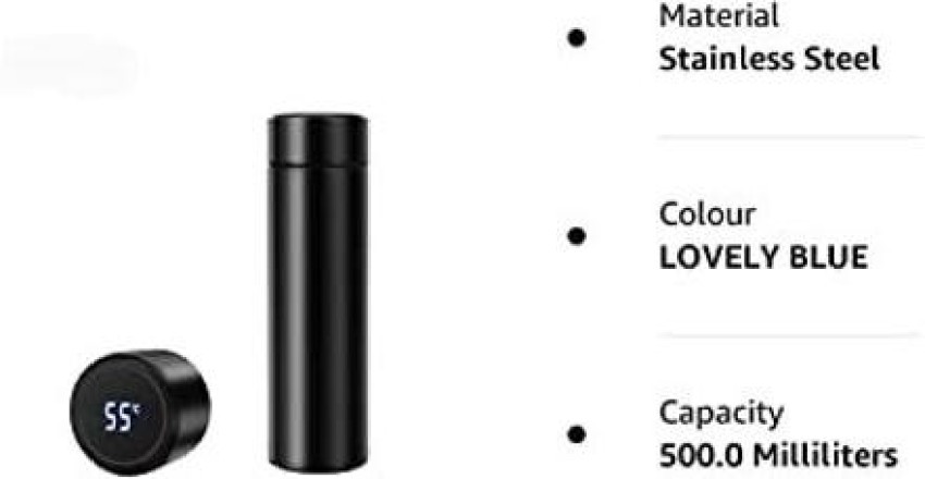 Black Temperature Display Indicator Steel Water Bottle, Capacity