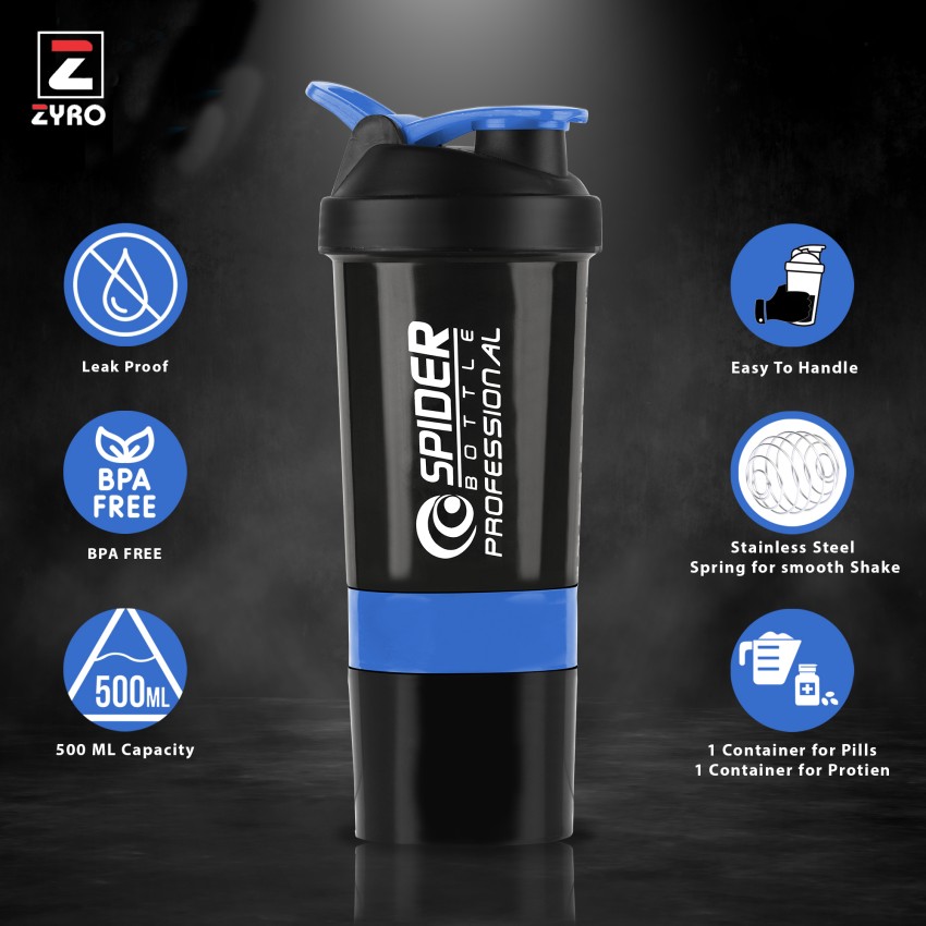 Leak Proof, Easy to Carry Gym Cyclone Protein Shaker Bottle for Gym 500ml  Blue