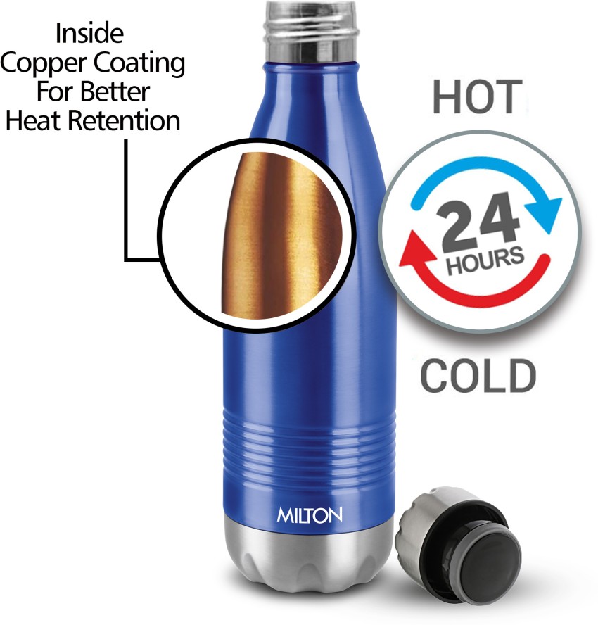 Milton Prudent 500 Thermosteel 24 Hours Hot and Cold Water Bottle, 500 ml,  Blue - AddMeCart