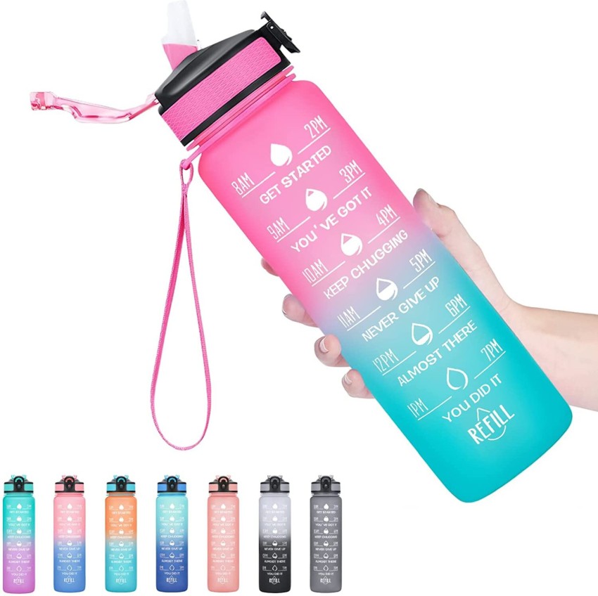 1pc Plastic Water Bottle With Time Marker