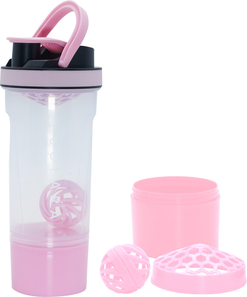 Solara Protein Shaker Bottle Clear 650 ML Shakers with Storage