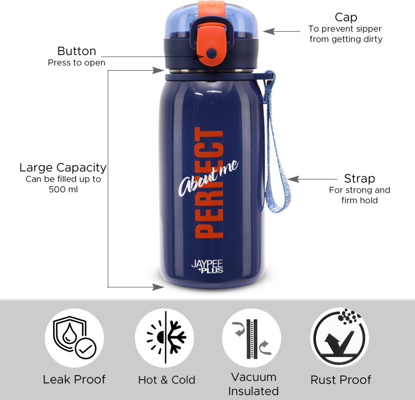 Buy Blue Customized Milton Thermosteel Hot and Cold Water Bottle, 500 ml