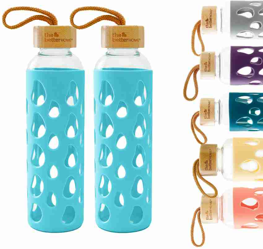 he Better Home Borosilicate Glass Water Bottle with Sleeve (500ml