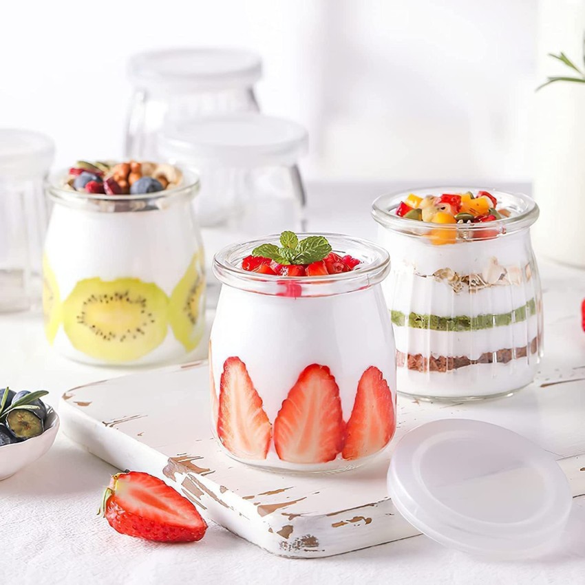 Buy Glass Jars for Yogurt - Clear Pudding Jar with Lid - Glass