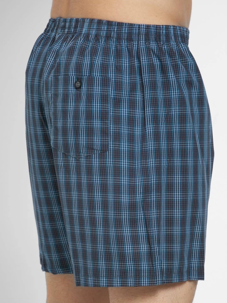 Buy Men's Super Combed Mercerized Cotton Woven Checkered Boxer Shorts with  Back Pocket - Assorted Checks 1222