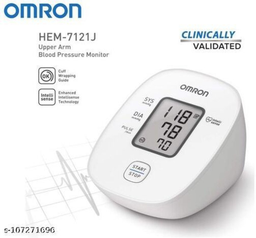 Omron Hem 7121J Fully Automatic Digital Blood Pressure Monitor with  Intellisense Technology & Cuff Wrapping Guide Most Accurate Measurement  (White)
