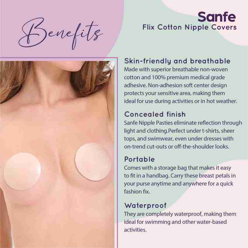 Sanfe Flix Cotton Nipple Covers, 10 Breathable Nipple Pasties