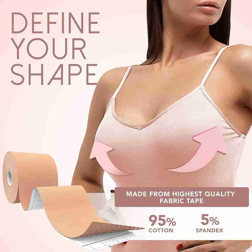 Creamify Boob Tape 2 Pack Boobytape for Breast Lift，Breast Lift Tape for  Large Breasts with 2 Reusable & Silicone Nipple Covers,Adhesive Bra Achieve