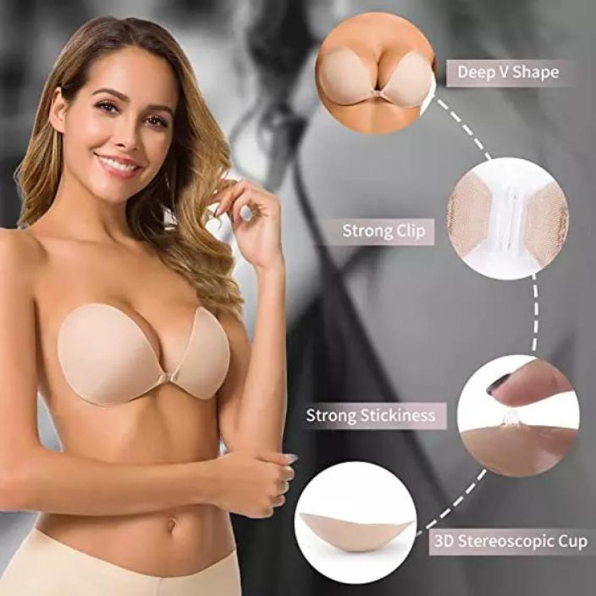 Peralent Women's Invisible Backless Adhesive Silicone Push Bra