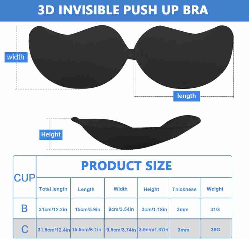 HASTHIP Black Silicone Strapless Push-Up Adhesive Bra Reusable Wire Free C  Cup Stick-On Women Everyday Lightly Padded Bra - Buy HASTHIP Black Silicone  Strapless Push-Up Adhesive Bra Reusable Wire Free C Cup