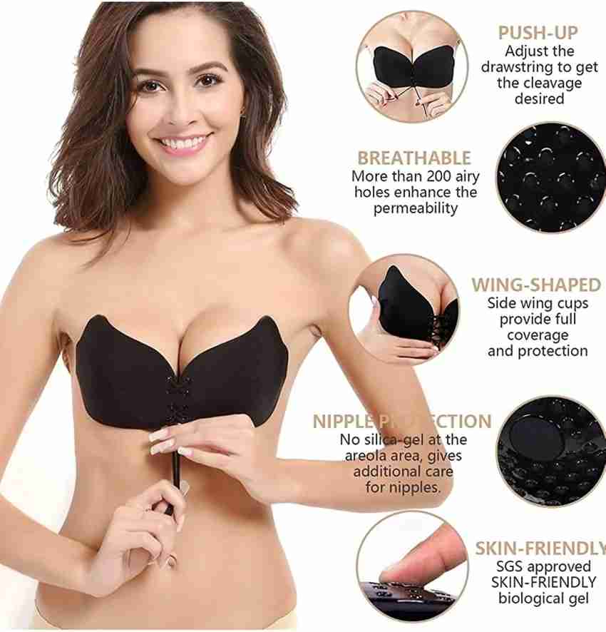 ActrovaX Adhesive Push up Backless Strapless Bra Silicone, Nylon